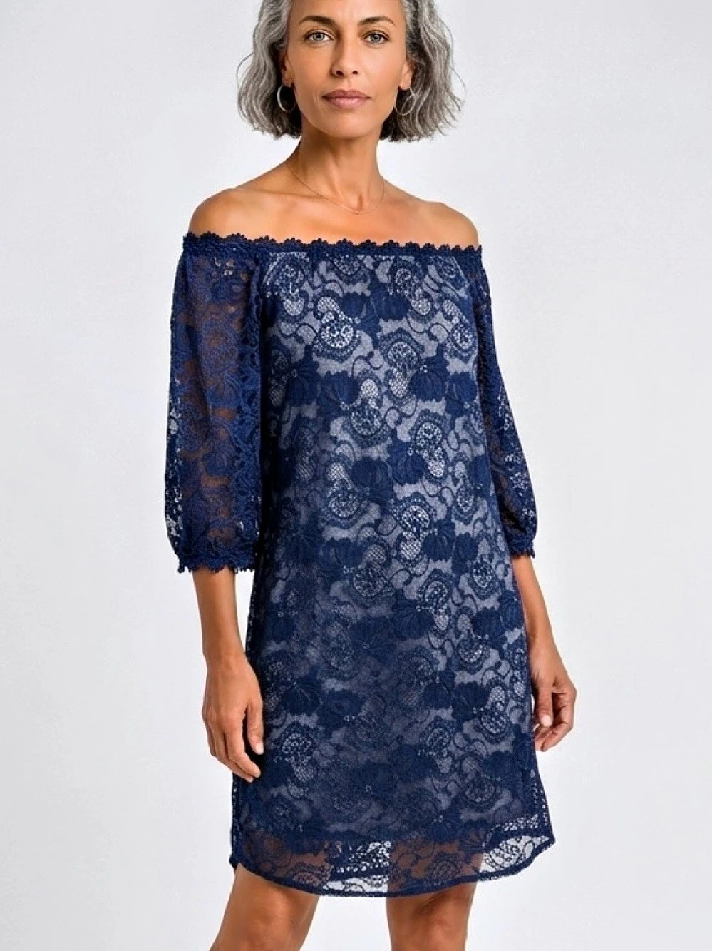 MIHOLL Floral Lace Off-Shoulder Mini to Midi Dress Size XL
